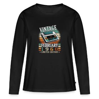 Février 1960 Jubilé Février 1960 Février - T-shirt manches longues Premium bio Femme - noir - Devant - Julia (174cm)