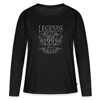 Février 1995| Février 1995 Jubilé 1995 - T-shirt manches longues Premium bio Femme - noir - Devant - Julia (174cm)