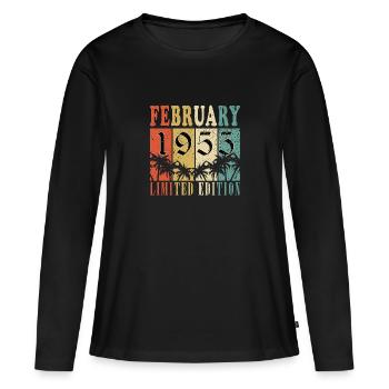 Février 1955 Anniversaire Février 1955 Février - T-shirt manches longues Premium bio Femme - noir - Devant - Julia (174cm)
