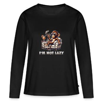 Im not lazy - faul Faulheit Spruch - Frauen Premium Bio Langarmshirt - Schwarz - Vorne - Julia (174cm)