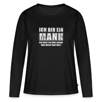 Ich bin ein Mann - Frauen Premium Bio Langarmshirt - Schwarz - Vorne - Julia (174cm)