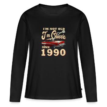 Millésime 1990 Cru 1990 Anniversaire 1990 - T-shirt manches longues Premium bio Femme - noir - Devant - Julia (174cm)