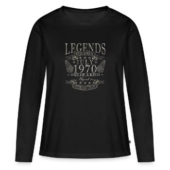 July 1970 55th Anniversary Gift July - Women's Premium Organic Long Sleeve Shirt - black - Front - Julia (174cm)