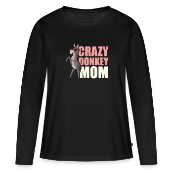 Maman âne - T-shirt manches longues Premium bio Femme - noir - Devant - Julia (174cm)