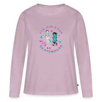 Ja Mädchen können Skateboard Skateboarder Skater Frauen - Frauen Premium Bio Langarmshirt - Altrosa - Vorne - Julia (174cm)