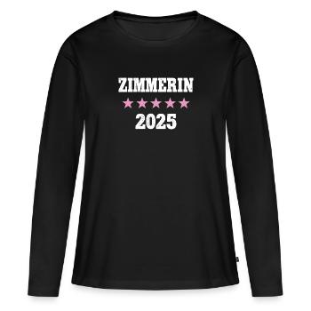 Zimmerin 2025 Ausbildung Prüfung Zimmerer Azubi - Frauen Premium Bio Langarmshirt - Schwarz - Vorne - Julia (174cm)