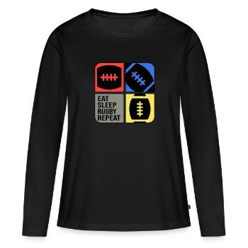 rugby joueurs de rugby saison de rugby - T-shirt manches longues Premium bio Femme - noir - Devant - Julia (174cm)