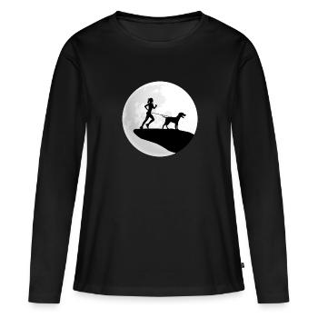 canicross zughundesport dogrun laufen mit hund - Frauen Premium Bio Langarmshirt - Schwarz - Vorne - Julia (174cm)