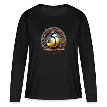 Grand motif décoratif - T-shirt manches longues Premium bio Femme - noir - Devant - Julia (174cm)