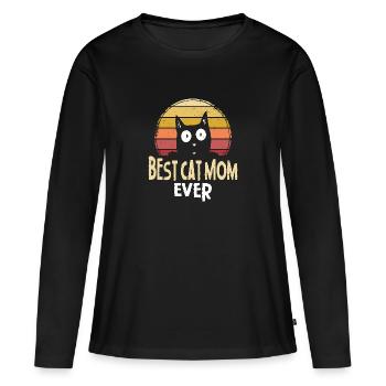 Cat cats mom cat mom cat lover - Women's Premium Organic Long Sleeve Shirt - black - Front - Julia (174cm)