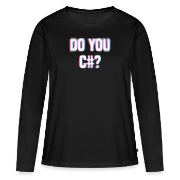 Voyez-vous Sharp? (C#) Design flou pour les nerds - T-shirt manches longues Premium bio Femme - noir - Devant - Julia (174cm)
