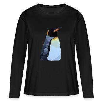 Polygon Pinguin - Frauen Premium Bio Langarmshirt - Schwarz - Vorne - Julia (174cm)