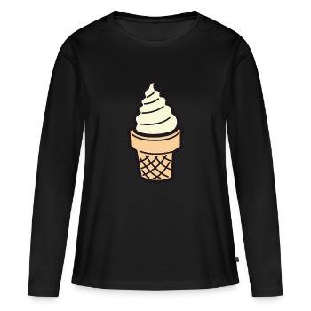 Crème glacée molle à la vanille - T-shirt manches longues Premium bio Femme - noir - Devant - Julia (174cm)