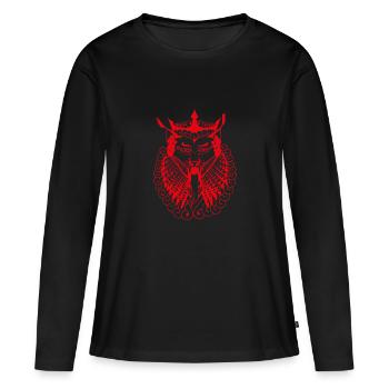 Gena rouge - T-shirt manches longues Premium bio Femme - noir - Devant - Julia (174cm)