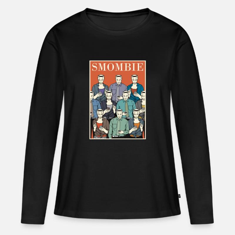 Smombies are coming - Smombie - Frauen Premium Bio Langarmshirt - Schwarz