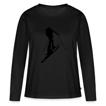 Ski touring - Frauen Premium Bio Langarmshirt - Schwarz - Vorne - Julia (174cm)
