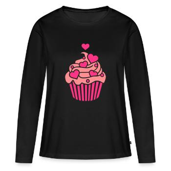 Cupcake - Frauen Premium Bio Langarmshirt - Schwarz - Vorne - Julia (174cm)