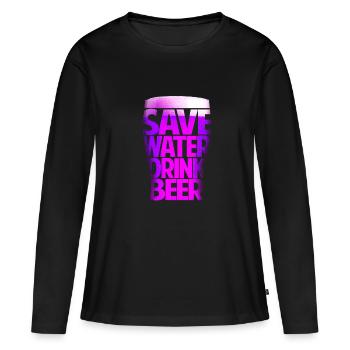 BEER - Frauen Premium Bio Langarmshirt - Schwarz - Vorne - Julia (174cm)