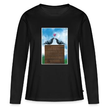 Turteltauben auf dem Schornstein - Frauen Premium Bio Langarmshirt - Schwarz - Vorne - Julia (174cm)