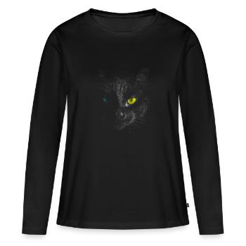 Chat noir - T-shirt manches longues Premium bio Femme - noir - Devant - Julia (174cm)
