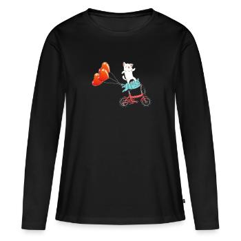 Cyclisme Chat Cycliste Vélo Chante Vélo - T-shirt manches longues Premium bio Femme - noir - Devant - Julia (174cm)