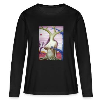 Peinture surréaliste - T-shirt manches longues Premium bio Femme - noir - Devant - Julia (174cm)