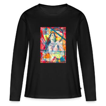 Peinture abstraite - Surréaliste - T-shirt manches longues Premium bio Femme - noir - Devant - Julia (174cm)