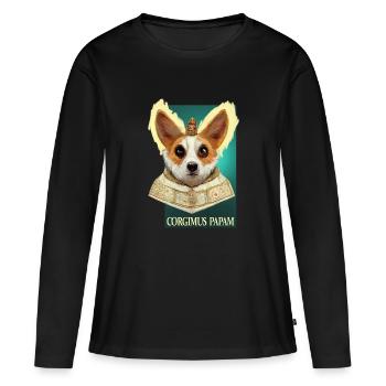 Pape Corgi - T-shirt manches longues Premium bio Femme - noir - Devant - Julia (174cm)