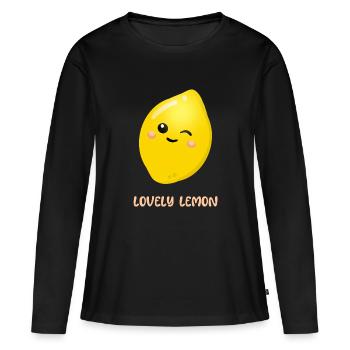 Liebevolle Zitrone - Frauen Premium Bio Langarmshirt - Schwarz - Vorne - Julia (174cm)