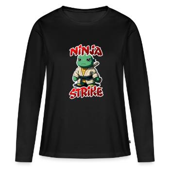 Ninja strike turtle fighter dans le style gi manga - T-shirt manches longues Premium bio Femme - noir - Devant - Julia (174cm)
