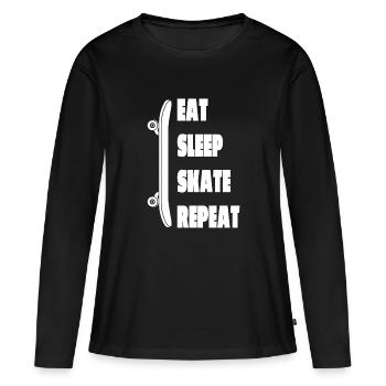 Skateboard Skate Skateboard Skater Skater Fan de skate - T-shirt manches longues Premium bio Femme - noir - Devant - Julia (174cm)