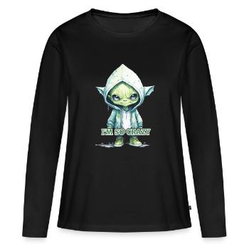 JE SUIS TELLEMENT FOLLE - T-shirt manches longues Premium bio Femme - noir - Devant - Julia (174cm)
