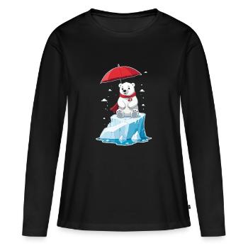 ours polaire, glace et parasol - T-shirt manches longues Premium bio Femme - noir - Devant - Julia (174cm)