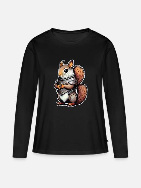 Krieger-Eichhörnchen Illustration - Frauen Premium Bio Langarmshirt - Schwarz