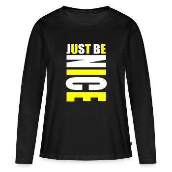 Sois juste gentil jaune - T-shirt manches longues Premium bio Femme - noir - Devant - Julia (174cm)