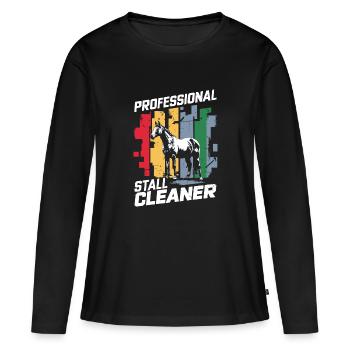 Design humoristique pour un travail stable - T-shirt manches longues Premium bio Femme - noir - Devant - Julia (174cm)