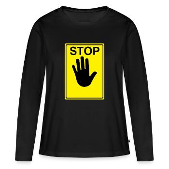 Logo du panneau d’arrêt - T-shirt manches longues Premium bio Femme - noir - Devant - Julia (174cm)