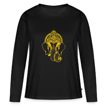 Elefant Ganesha - Frauen Premium Bio Langarmshirt - Schwarz - Vorne - Julia (174cm)