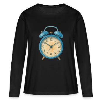 wecker uhr aquarell - Frauen Premium Bio Langarmshirt - Schwarz - Vorne - Julia (174cm)