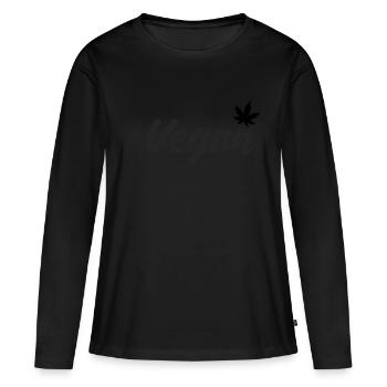 Feuille de cannabis végétalien - T-shirt manches longues Premium bio Femme - noir - Devant - Julia (174cm)