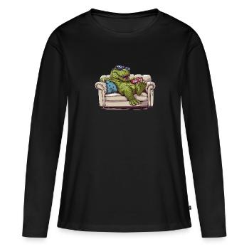 Chill-ex - T-shirt manches longues Premium bio Femme - noir - Devant - Julia (174cm)