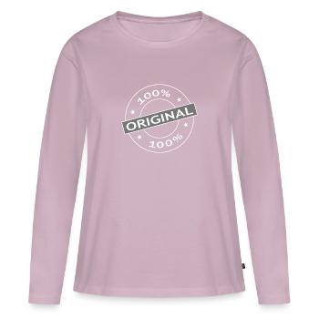 100% original - T-shirt manches longues Premium bio Femme - rose poudré - Devant - Julia (174cm)