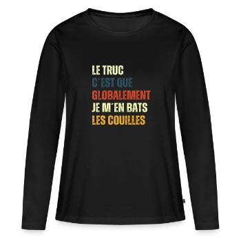 Die Sache ist die, dass ich im Großen und Ganzen kämpfe - Frauen Premium Bio Langarmshirt - Schwarz - Vorne - Julia (174cm)