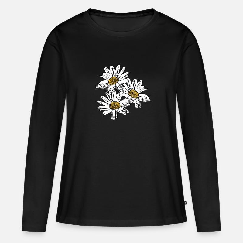 Fleur Fleur Blanche Fleurs Blanches Fleurs Blanches - T-shirt manches longues Premium bio Femme - noir