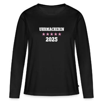 Uhrmacherin 2025 Neuer Job Arbeit Ausbildung Lehre - Frauen Premium Bio Langarmshirt - Schwarz - Vorne - Julia (174cm)