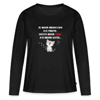 Lustiges Katzendesign für jeden Tierliebhaber! - Frauen Premium Bio Langarmshirt - Schwarz - Vorne - Julia (174cm)