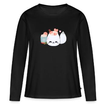 Niedlicher Polarfuchs - Frauen Premium Bio Langarmshirt - Schwarz - Vorne - Julia (174cm)