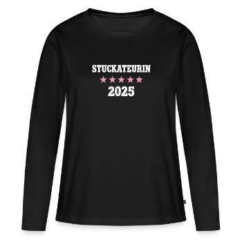 Stuckateurin 2025 Beruf Arbeit Ausbildung Lehre - Frauen Premium Bio Langarmshirt - Schwarz - Vorne - Julia (174cm)