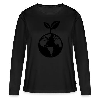 Planète Terre - T-shirt manches longues Premium bio Femme - noir - Devant - Julia (174cm)