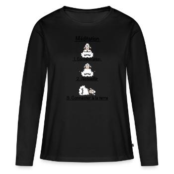 La méditation - T-shirt manches longues Premium bio Femme - noir - Devant - Julia (174cm)
